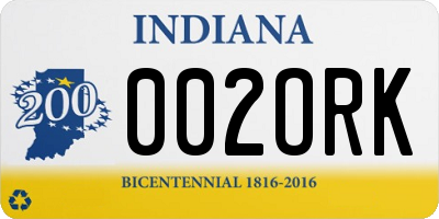 IN license plate 002ORK