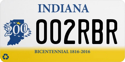 IN license plate 002RBR