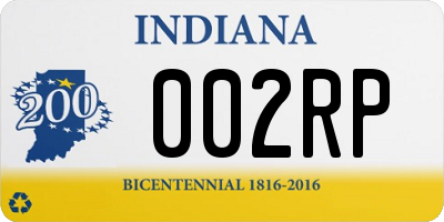 IN license plate 002RP