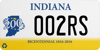 IN license plate 002RS