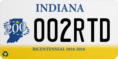 IN license plate 002RTD