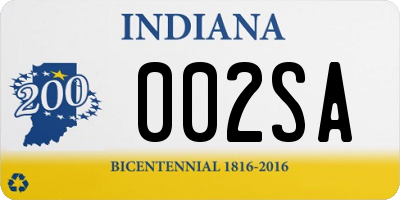 IN license plate 002SA