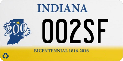 IN license plate 002SF