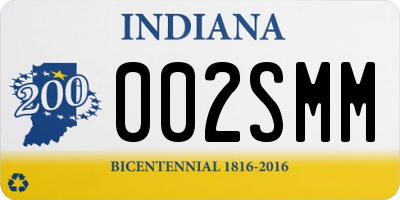 IN license plate 002SMM