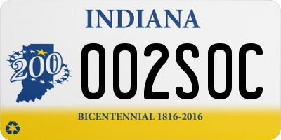 IN license plate 002SOC