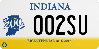 IN license plate 002SU