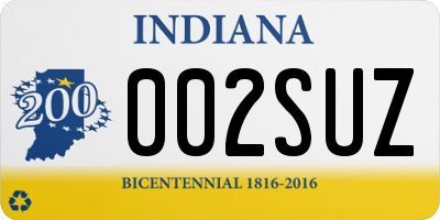 IN license plate 002SUZ