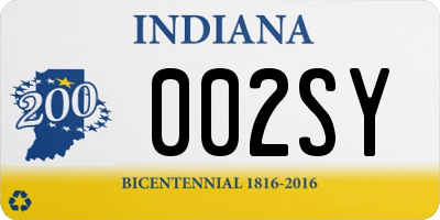 IN license plate 002SY