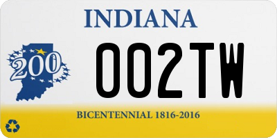 IN license plate 002TW