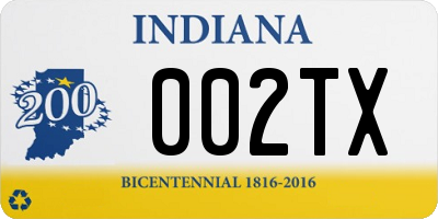 IN license plate 002TX