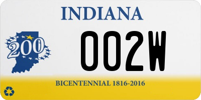 IN license plate 002W