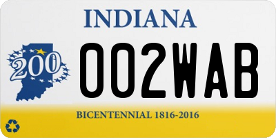 IN license plate 002WAB