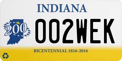 IN license plate 002WEK