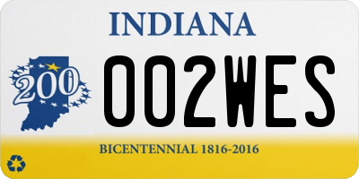 IN license plate 002WES