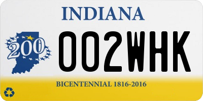 IN license plate 002WHK