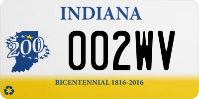 IN license plate 002WV