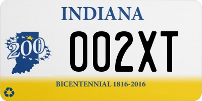 IN license plate 002XT