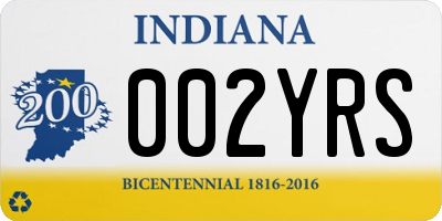 IN license plate 002YRS