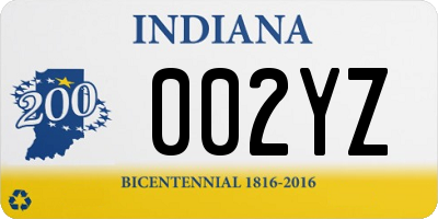 IN license plate 002YZ