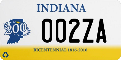 IN license plate 002ZA