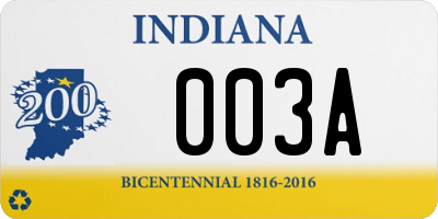 IN license plate 003A