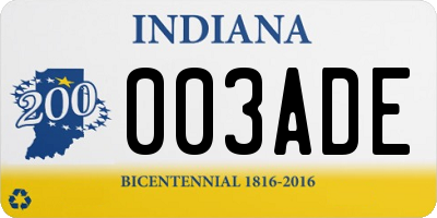 IN license plate 003ADE