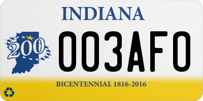 IN license plate 003AFO