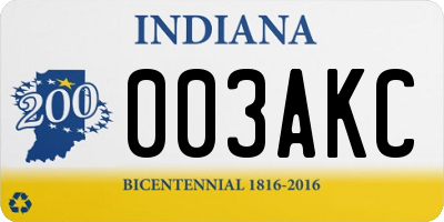 IN license plate 003AKC
