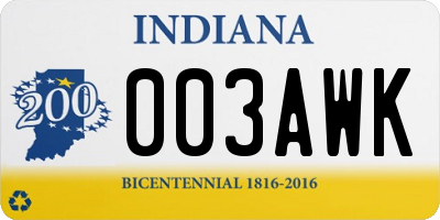 IN license plate 003AWK