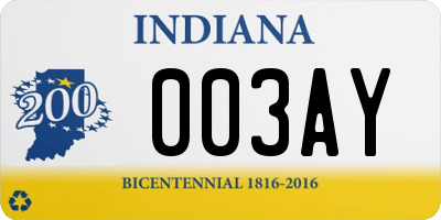 IN license plate 003AY