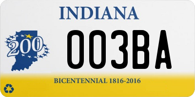 IN license plate 003BA