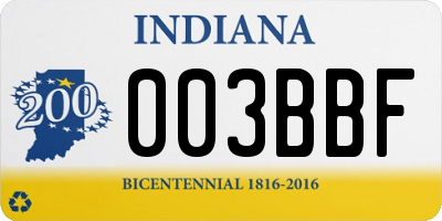IN license plate 003BBF