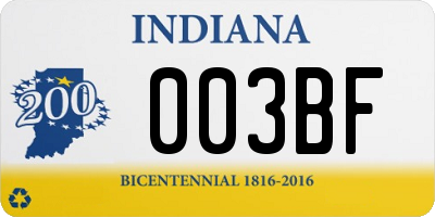 IN license plate 003BF