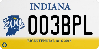 IN license plate 003BPL