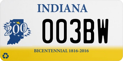 IN license plate 003BW