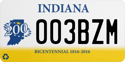 IN license plate 003BZM