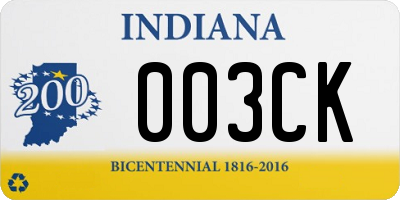 IN license plate 003CK