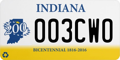IN license plate 003CWO
