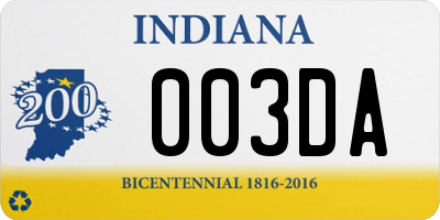 IN license plate 003DA