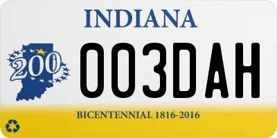IN license plate 003DAH