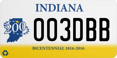 IN license plate 003DBB