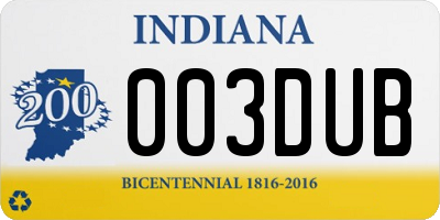 IN license plate 003DUB