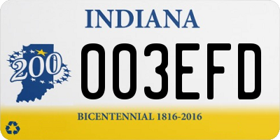 IN license plate 003EFD