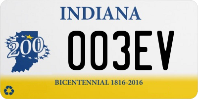 IN license plate 003EV