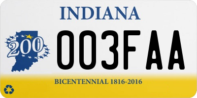 IN license plate 003FAA
