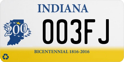 IN license plate 003FJ