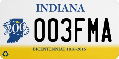 IN license plate 003FMA