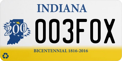 IN license plate 003FOX