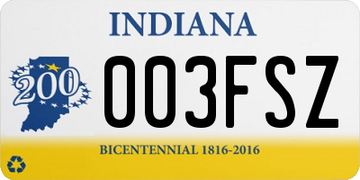 IN license plate 003FSZ