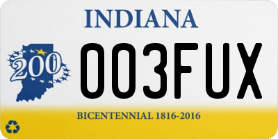 IN license plate 003FUX